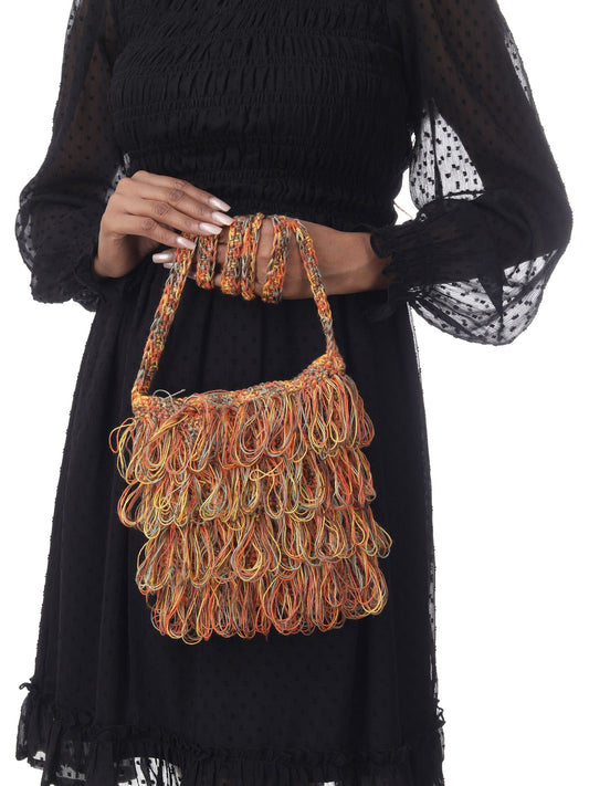 Bronze Multi Frilled Crochet Satchel Happy Cultures