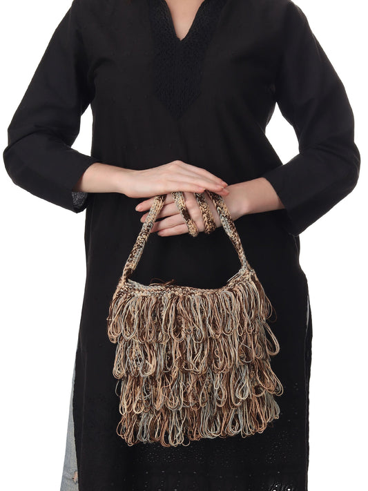 Chestnut Frilled Crochet Satchel Happy Cultures