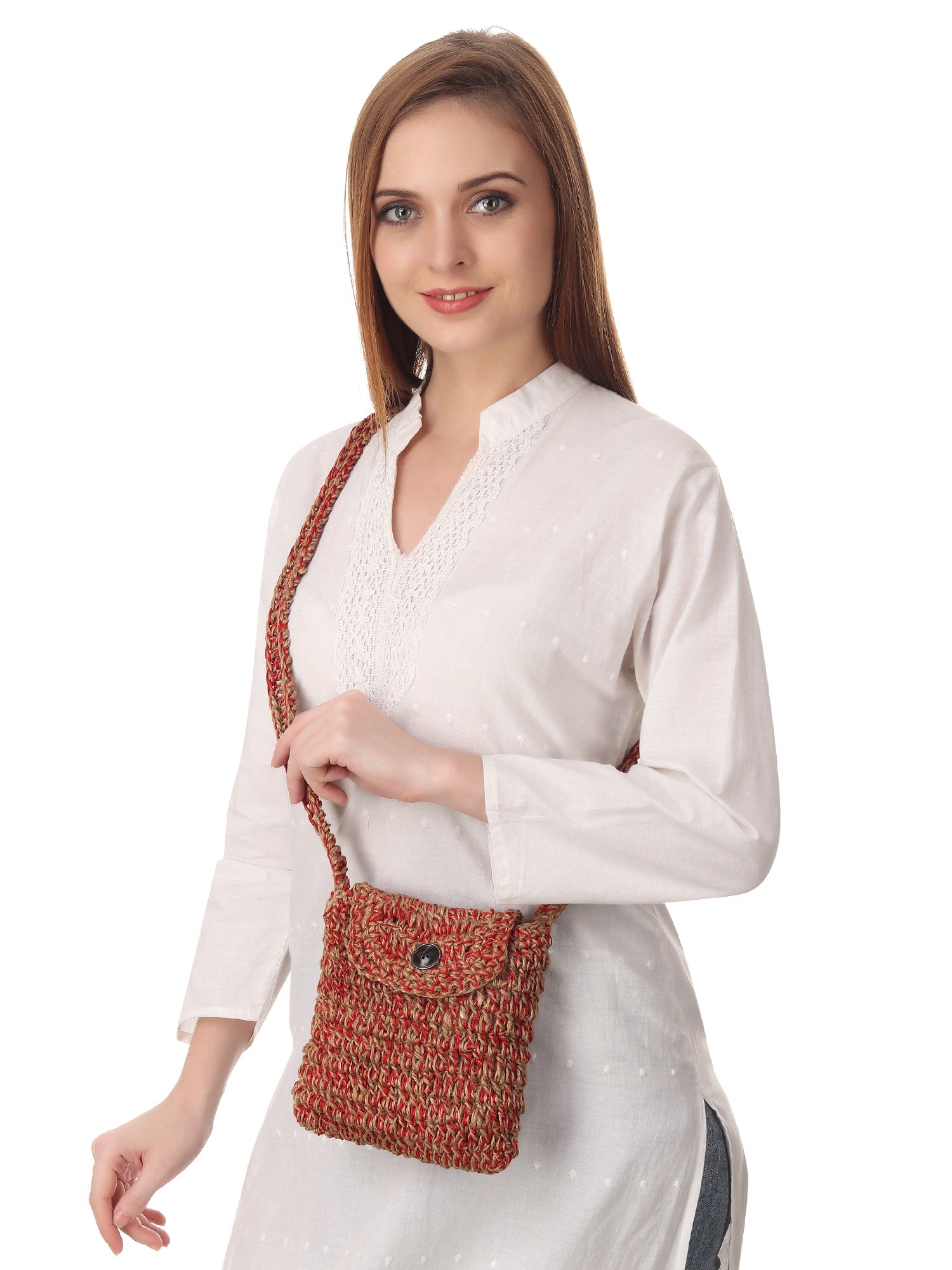 Jute Red Crochet Sling Bag Happy Cultures
