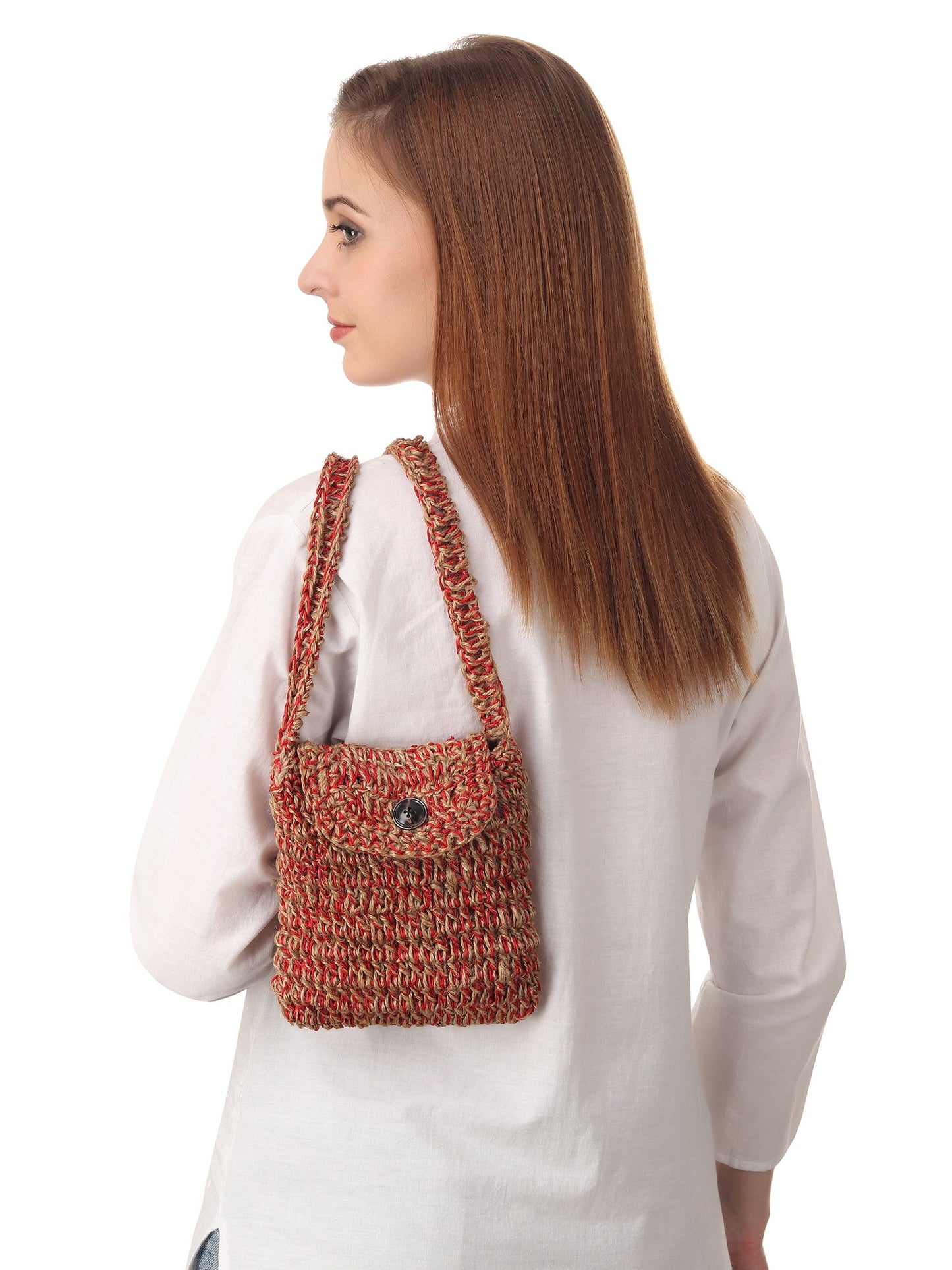 Jute Red Crochet Sling Bag Happy Cultures