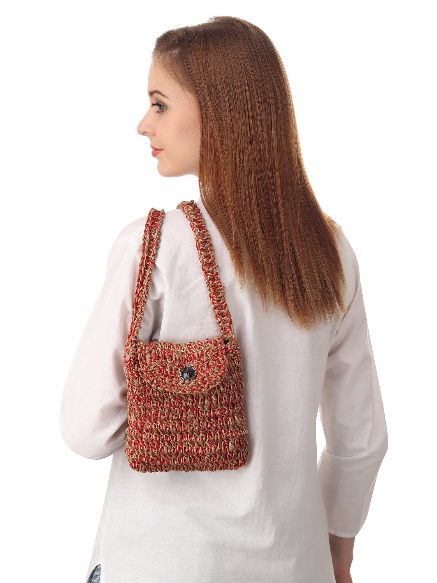 Jute Red Crochet Sling Bag Happy Cultures