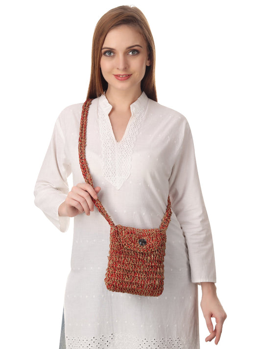 Jute Red Crochet Sling Bag Happy Cultures