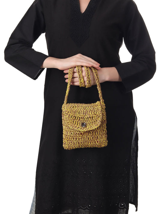 Jute Yellow Crochet Sling Bag Happy Cultures