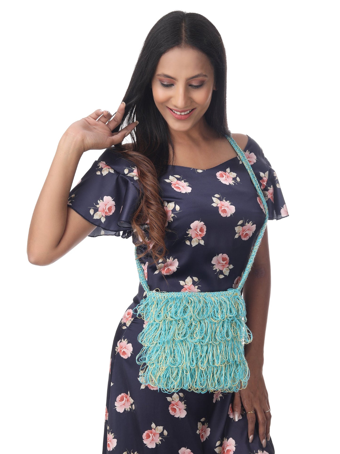 Marine Breeze Frilled Crochet Satchel Happy Cultures