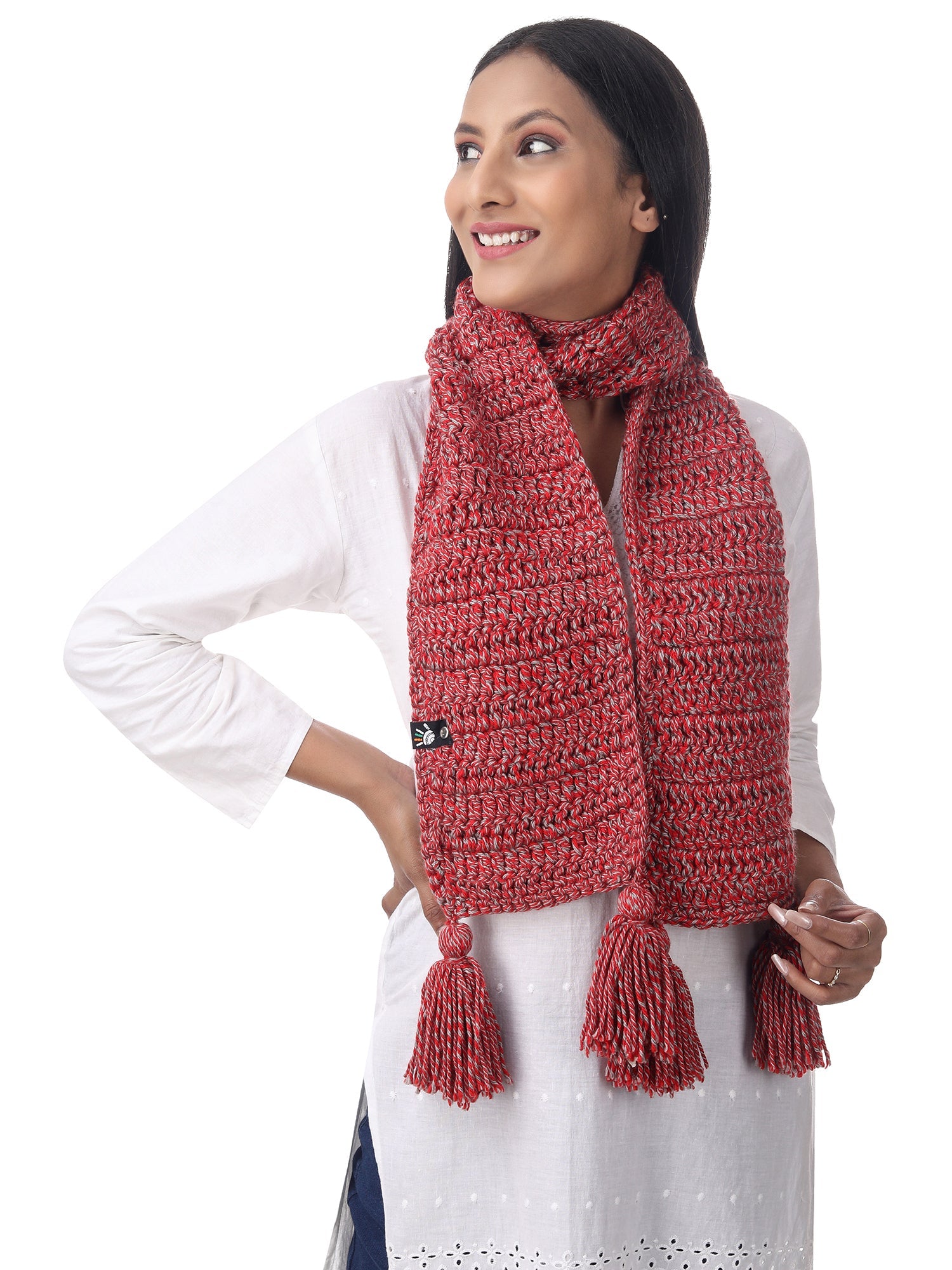 Minimalist Red Crochet Scarf - Main Image
