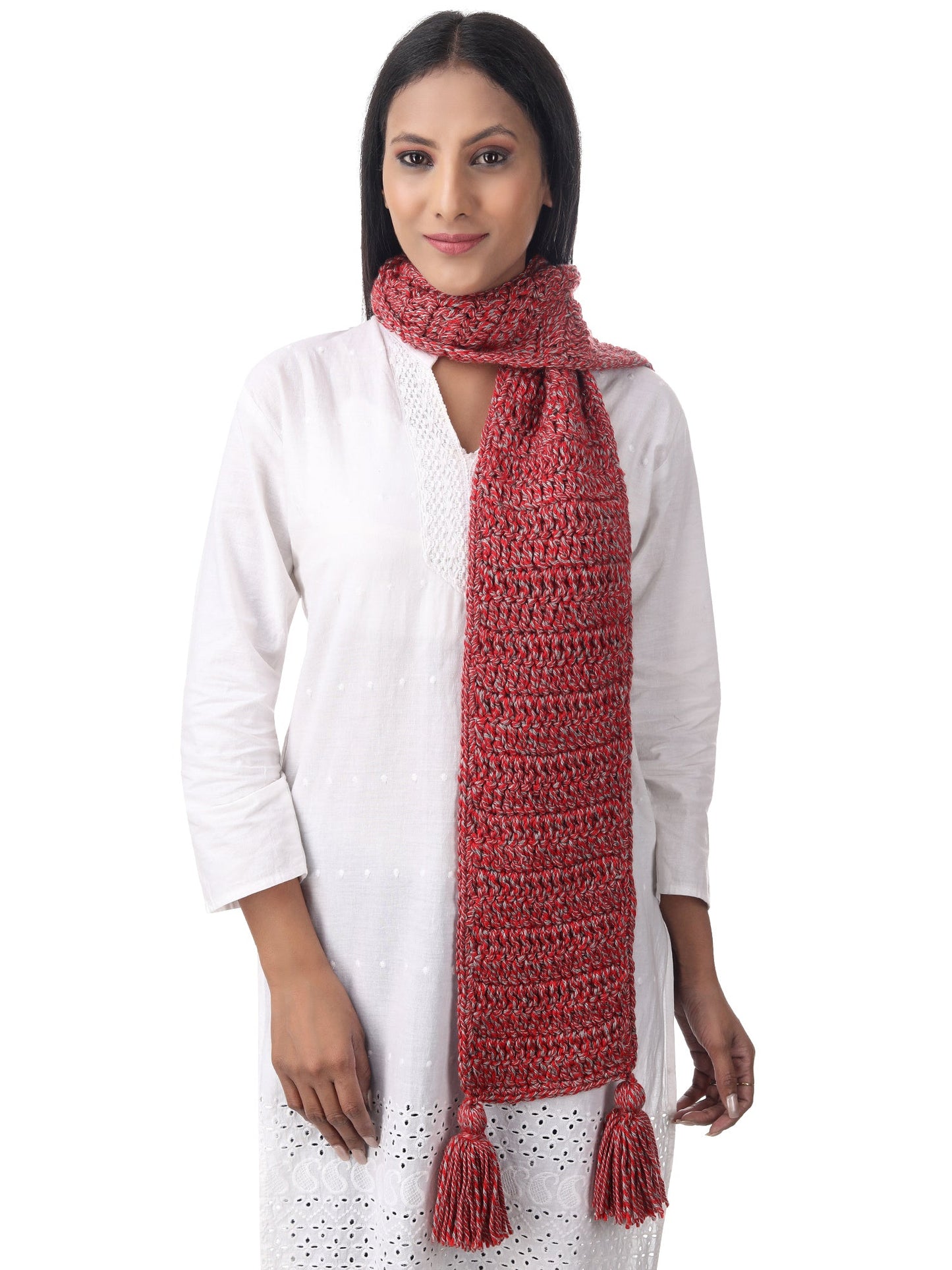Minimalist Red Crochet Scarf Happy Cultures