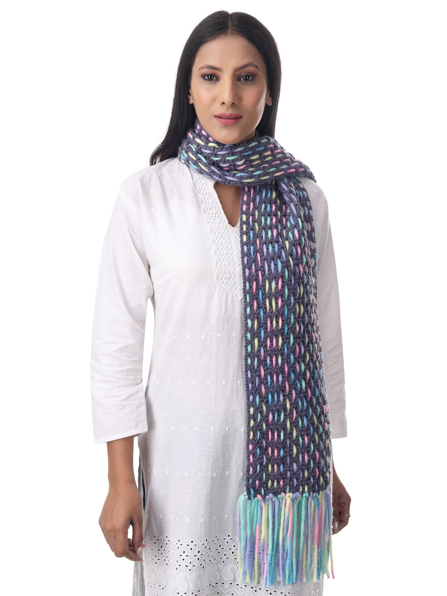 Misty Grey Harmony Weave Scarf Happy Cultures