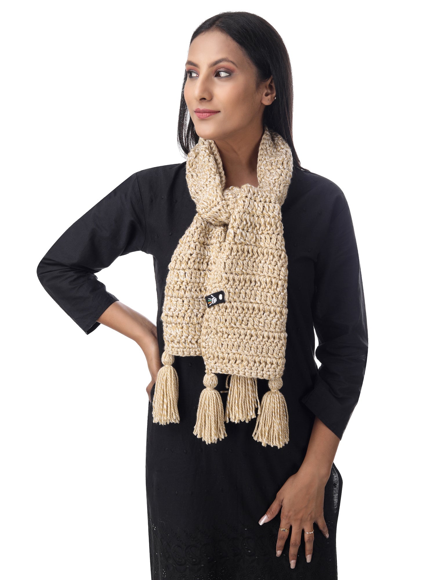 Neutral Tone Crochet Scarf - Main Image