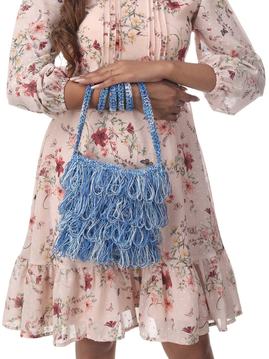 Orchid Blue Frilled Crochet Satchel Happy Cultures