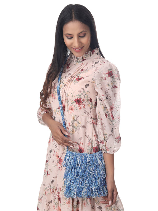 Orchid Blue Frilled Crochet Satchel Happy Cultures