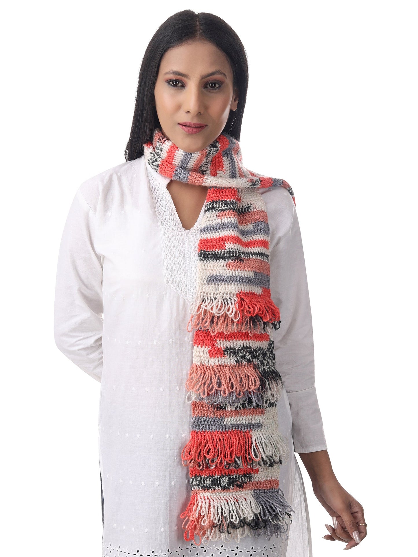 Radiant Koi Orange Frilled Scarf Happy Cultures