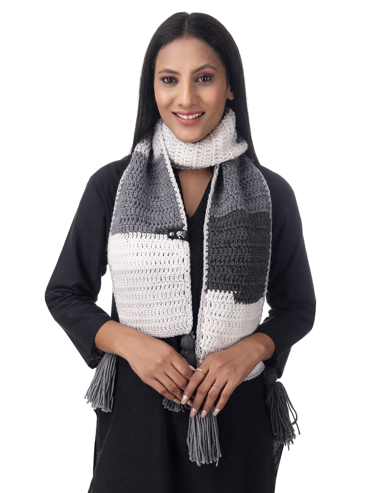 Shades Grey Crochet Scarf Happy Cultures