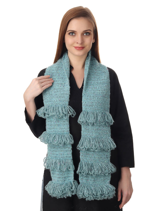 Sophisticated Azure Frilled Scarf Happy Cultures