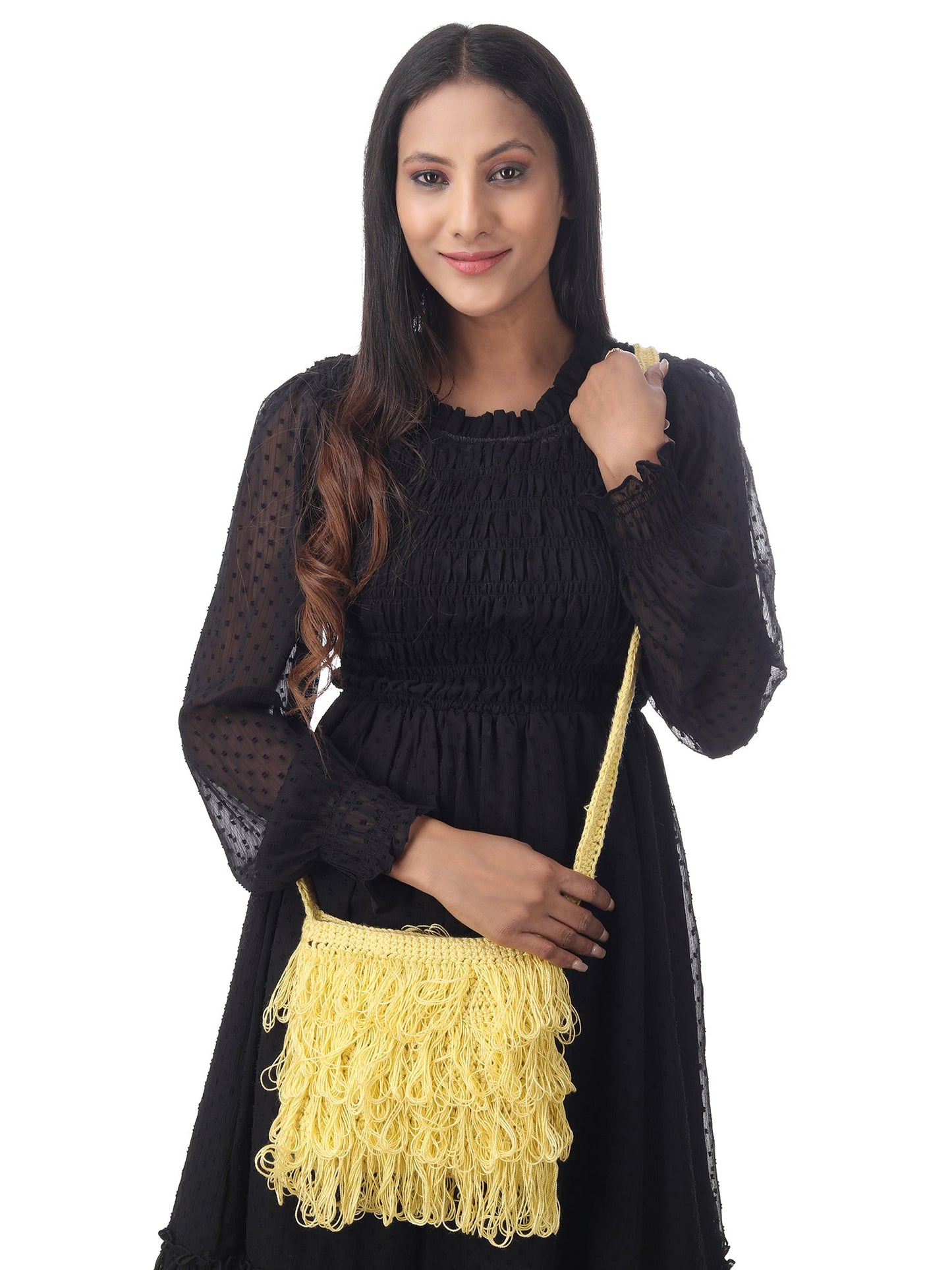 Sunny Yellow Frilled Crochet Satchel Happy Cultures