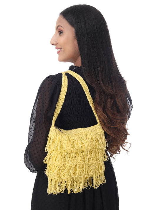 Sunny Yellow Frilled Crochet Satchel Happy Cultures