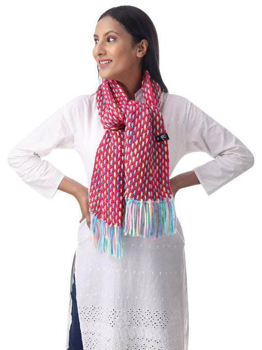 Vibrant Crimson Weave Scarf Happy Cultures