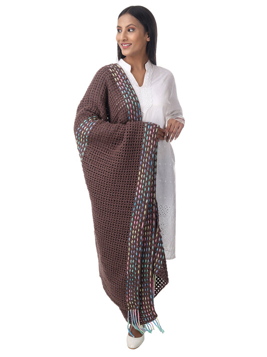 Vintage Mocha Brown Weave Shawl Happy Cultures