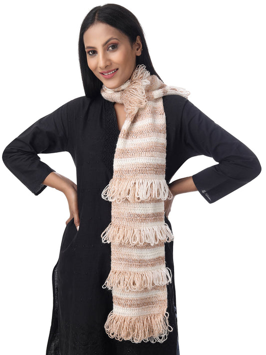 Wood Cream Frilled Scarf Happy Cultures