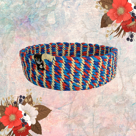 Happy Cultures 'Aster' Vibrant Red and Blue Braided Basket