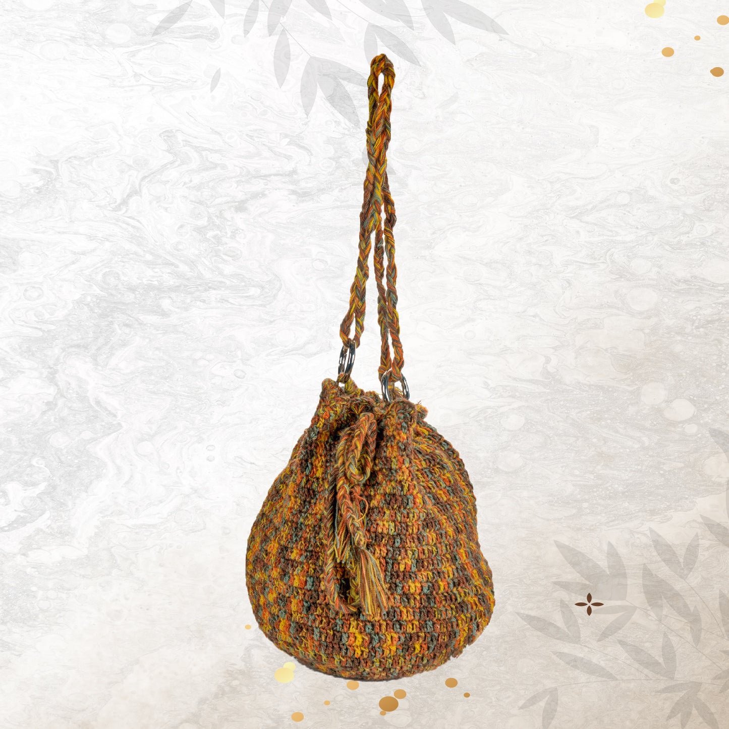 Happy Cultures Bronze Multi Colour Tassel Potli Bag