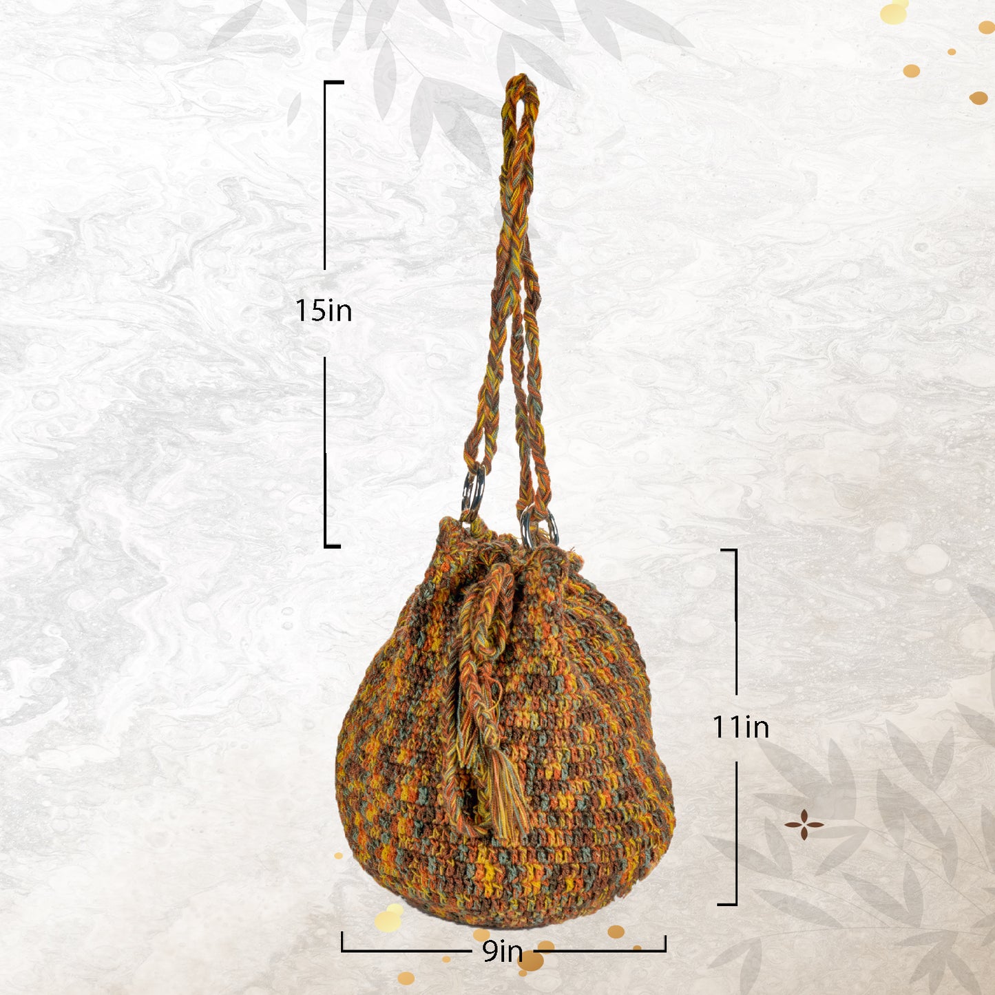 Happy Cultures Bronze Multi Colour Tassel Potli Bag