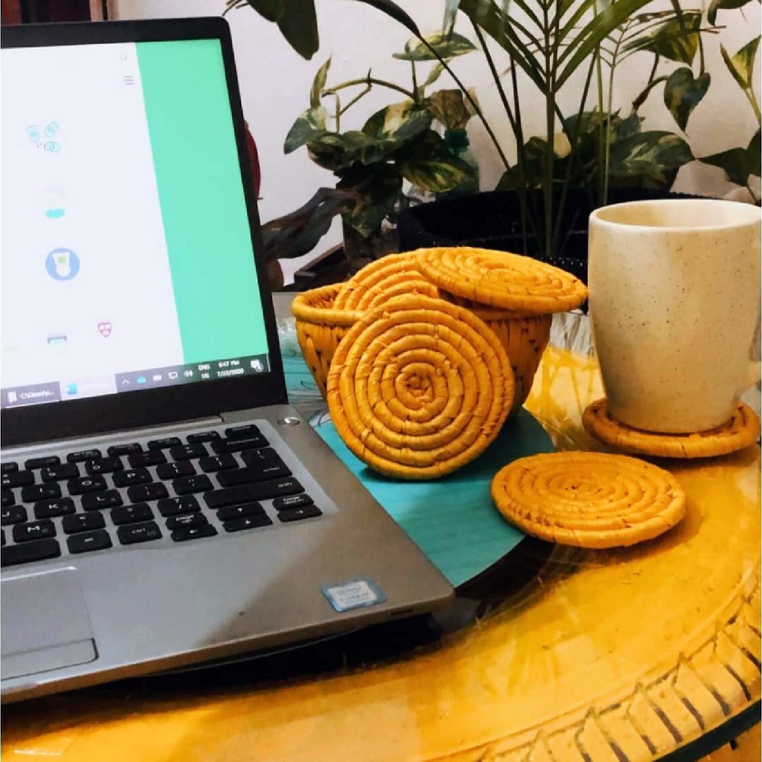 Canary Grass Fiber Coaster - Happy Cultures