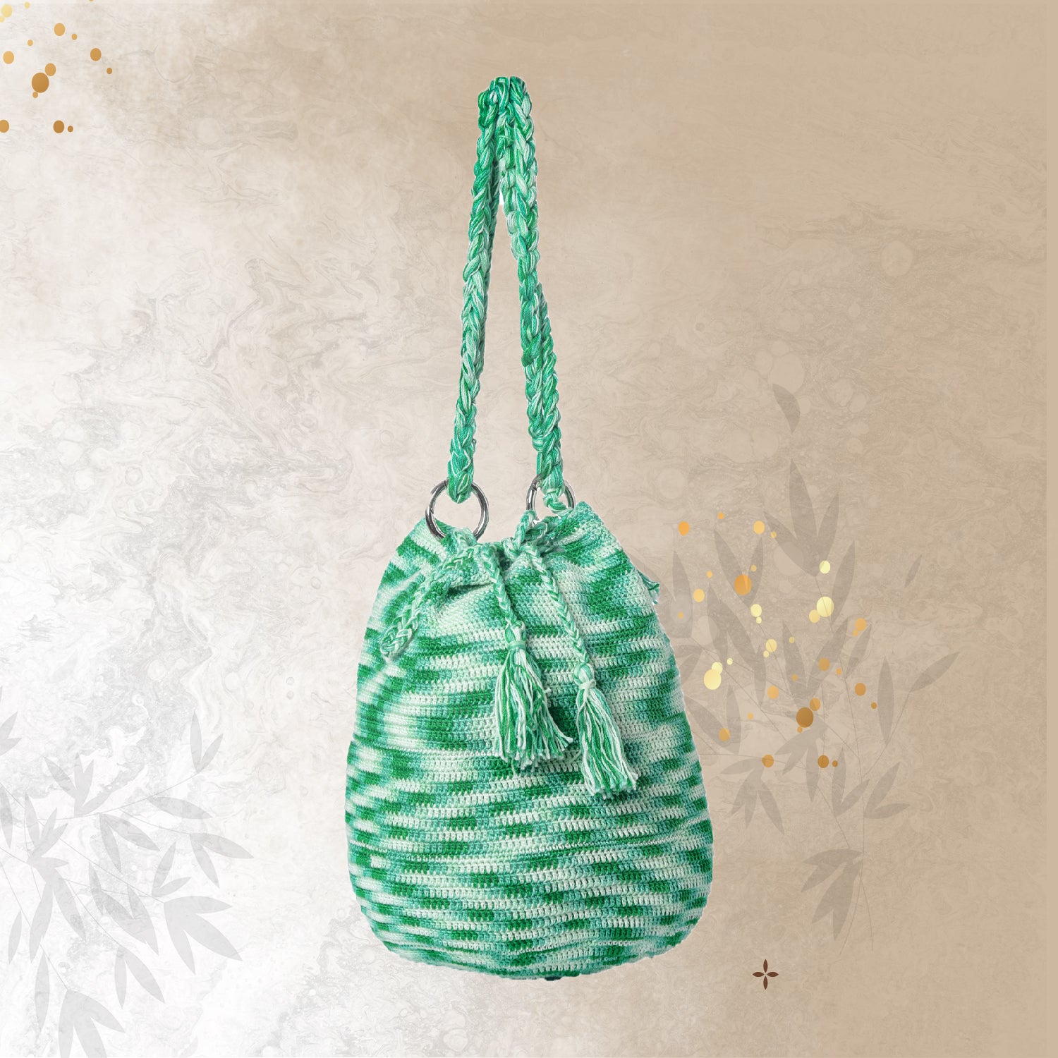 Happy Cultures Emerald Green Tassel Potli Bag