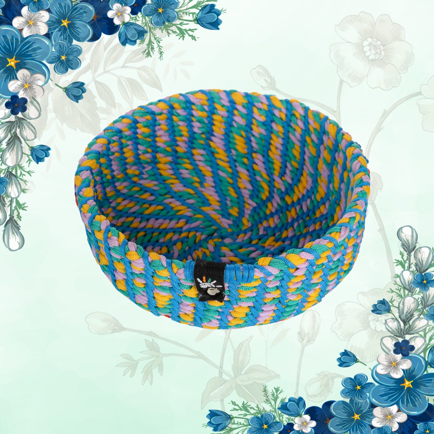 Happy Cultures 'Blue' Yarn Braided Basket