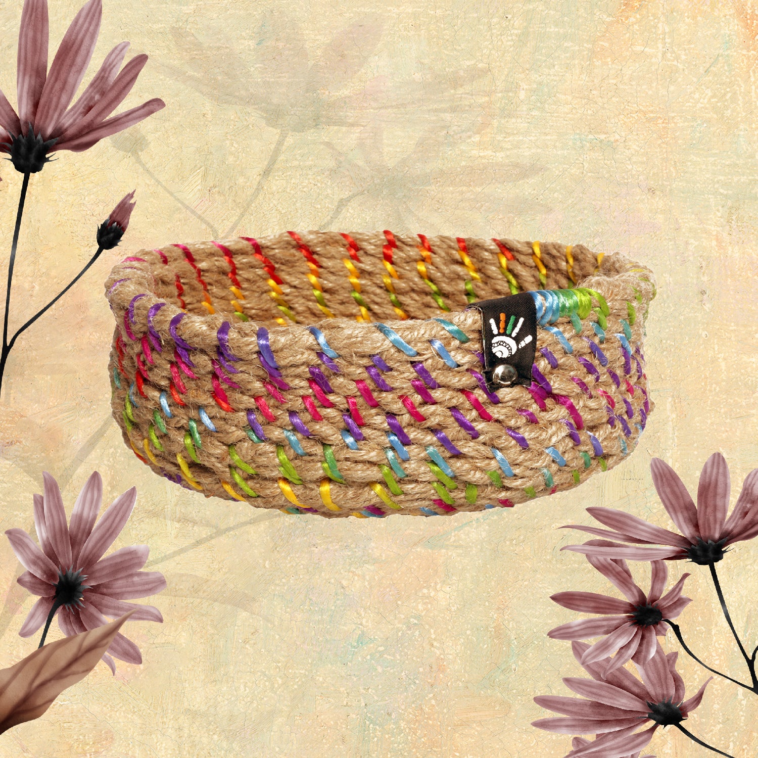 Happy Cultures 'Multicolour' Jute Braided Basket