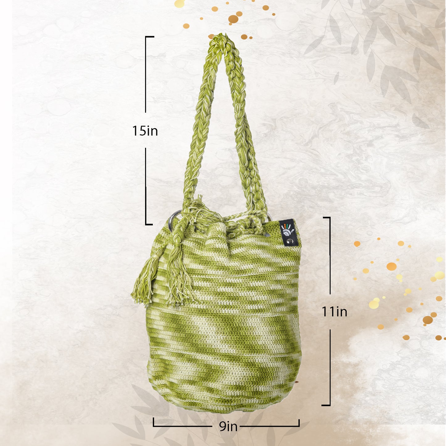 Happy Cultures Olive Multi Colour Tassel Potli Bag