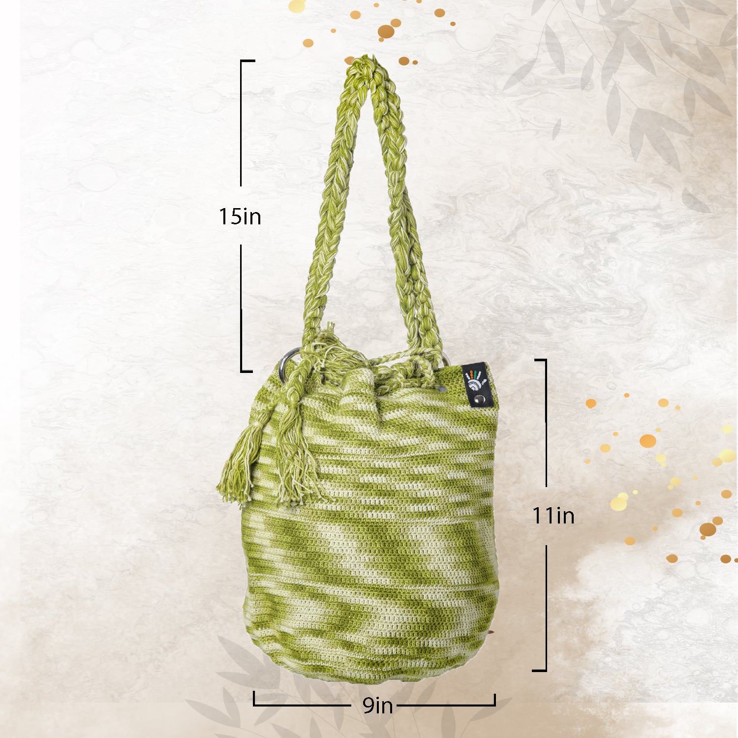 Happy Cultures Olive Multi Colour Tassel Potli Bag