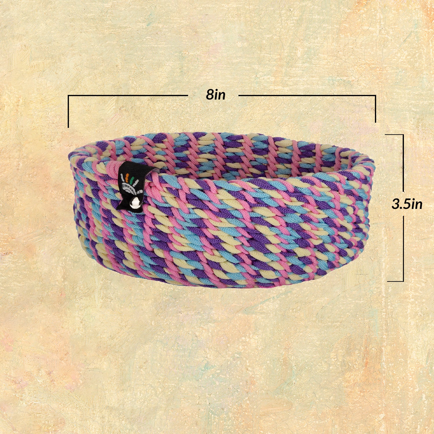 Happy Cultures 'Vibrant' Pink and Purple Yarn Braided Basket