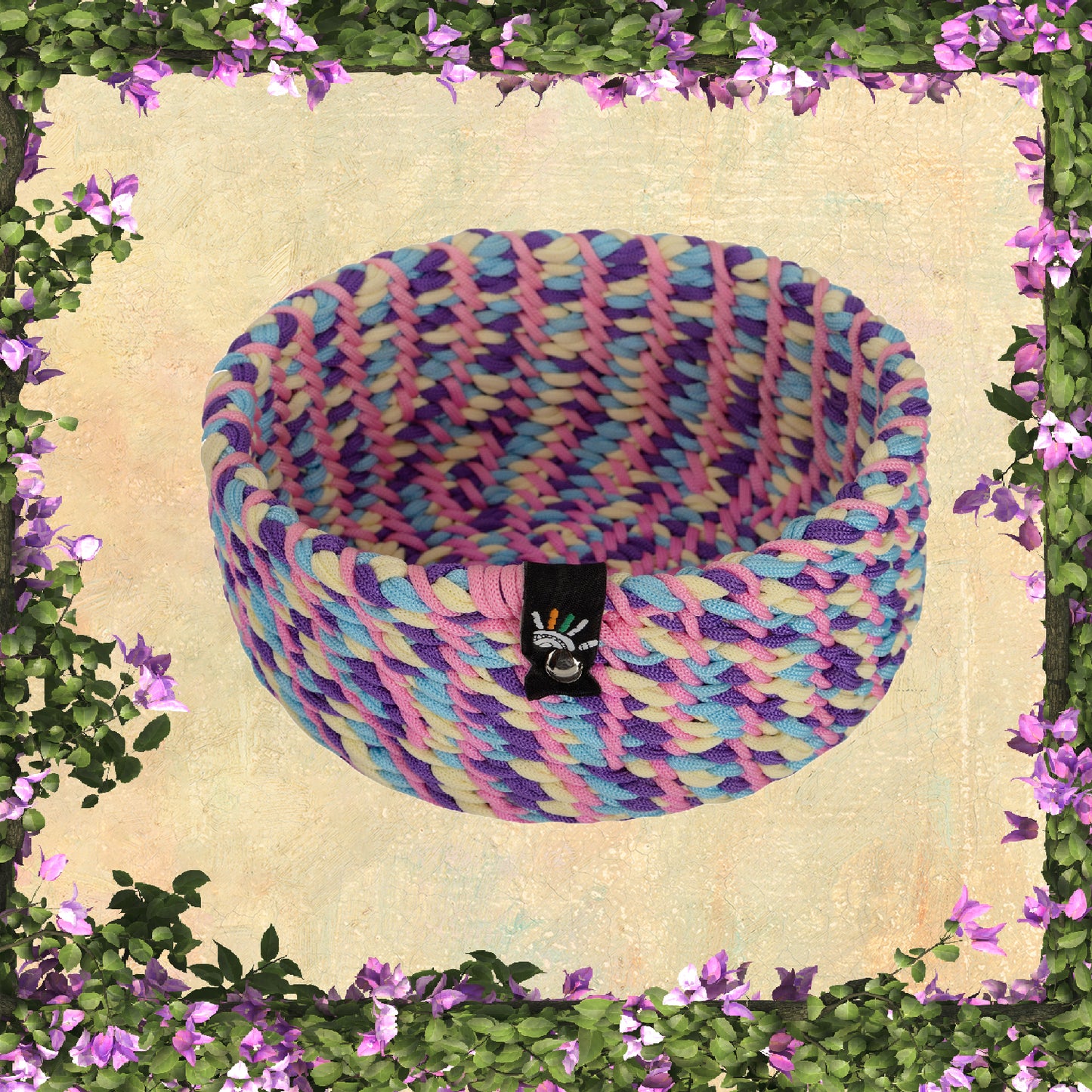 Happy Cultures 'Vibrant' Pink and Purple Yarn Braided Basket
