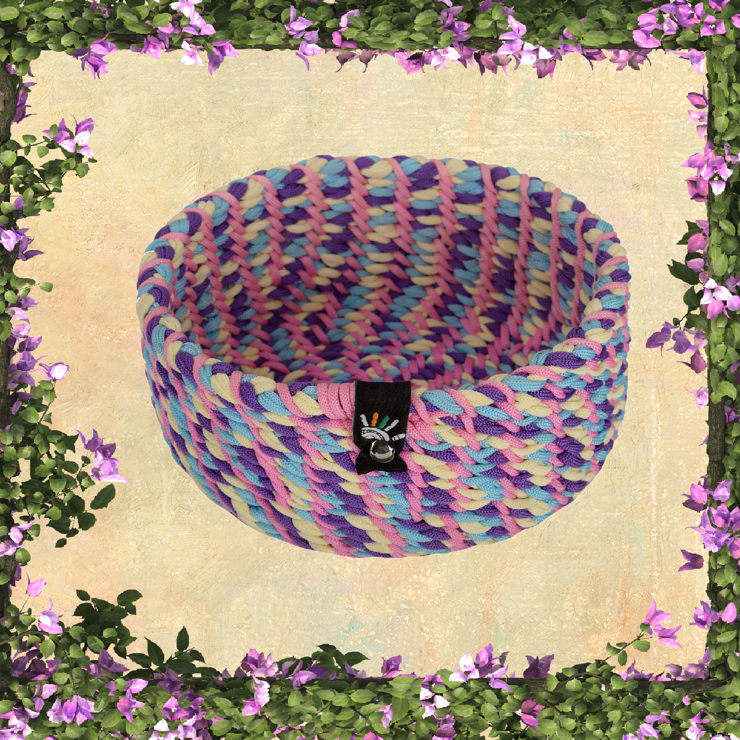 Happy Cultures 'Vibrant' Pink and Purple Yarn Braided Basket