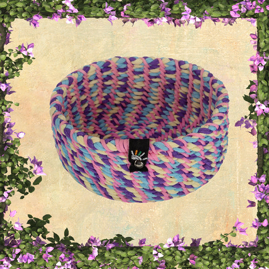 Happy Cultures 'Vibrant' Pink and Purple Yarn Braided Basket