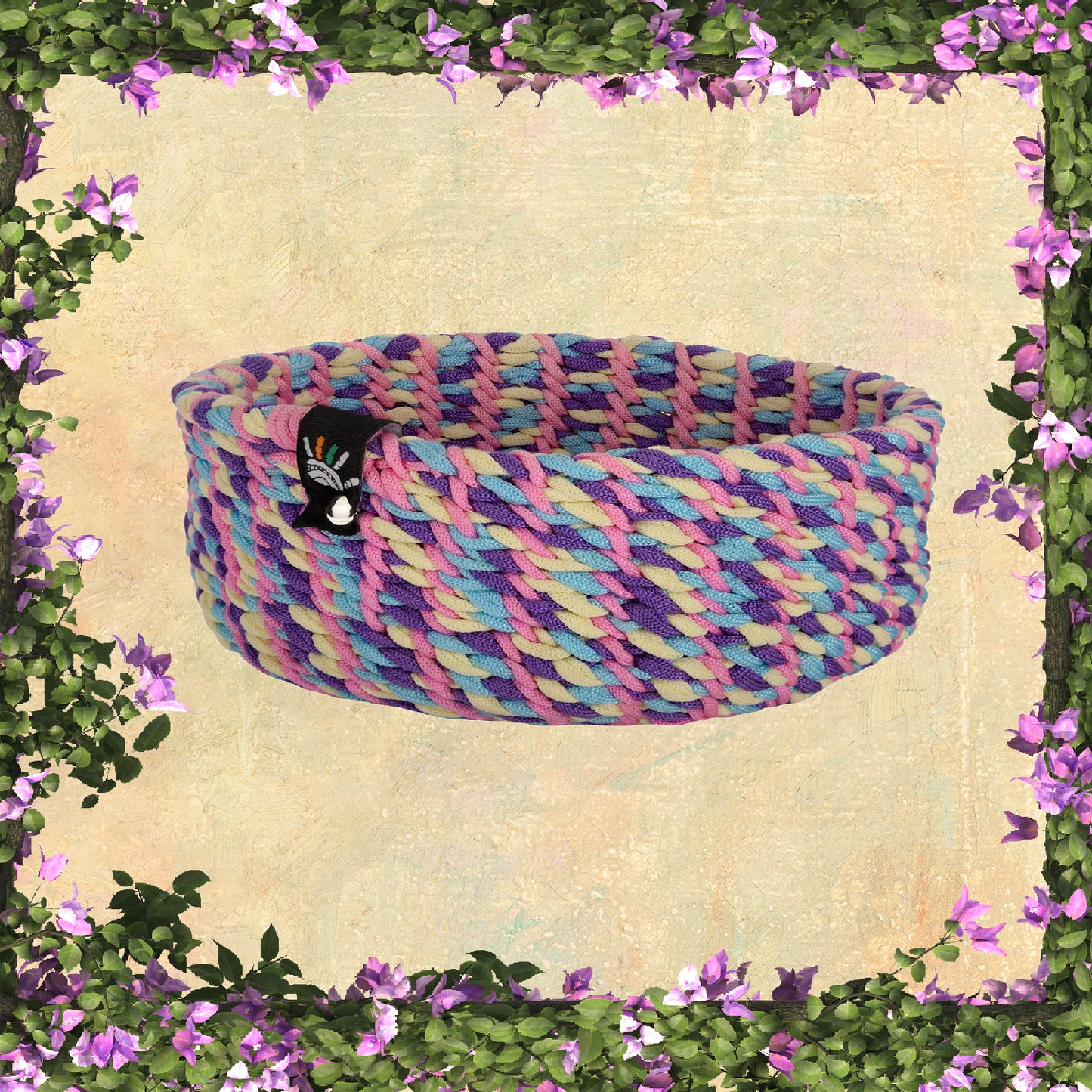 Happy Cultures 'Vibrant' Pink and Purple Yarn Braided Basket