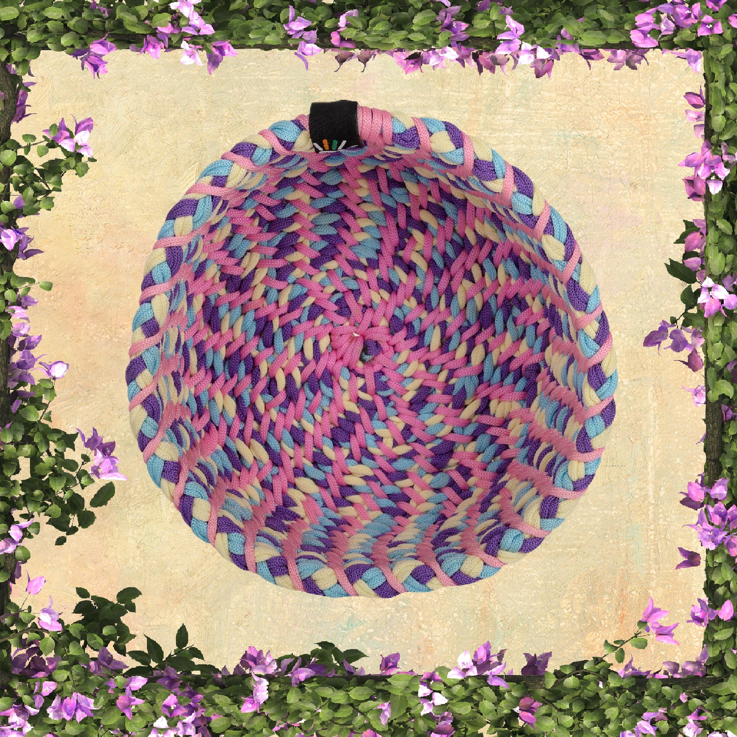 Happy Cultures 'Vibrant' Pink and Purple Yarn Braided Basket