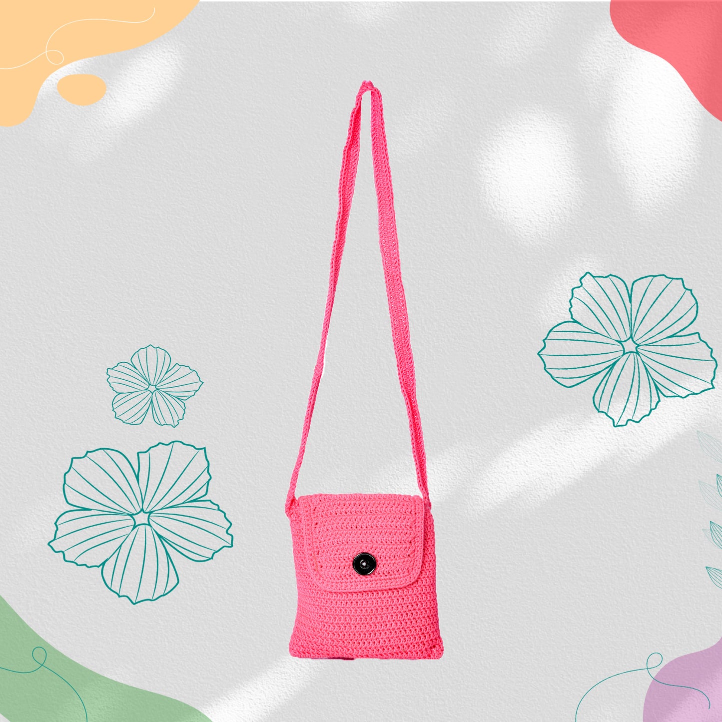 Happy Cultures Rose Pink Crocheted Sling Bag