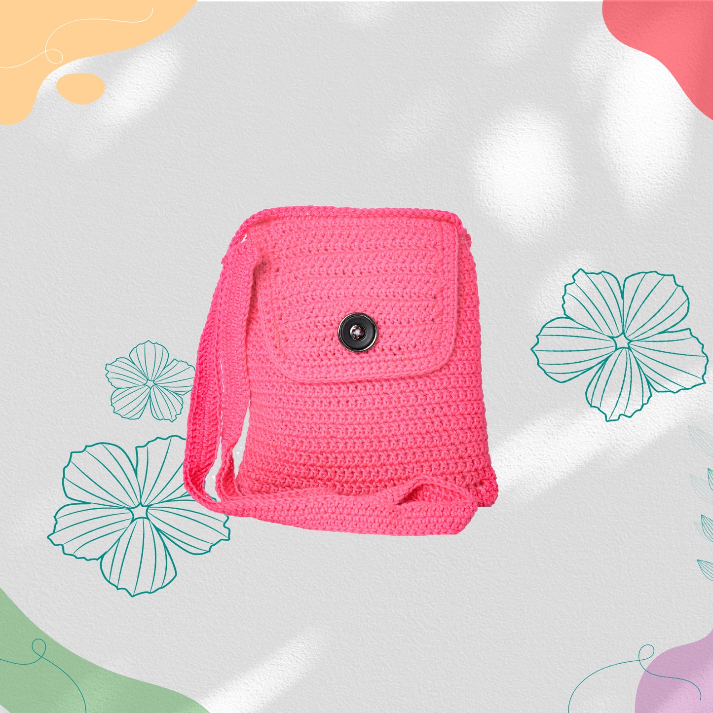 Happy Cultures Rose Pink Crocheted Sling Bag