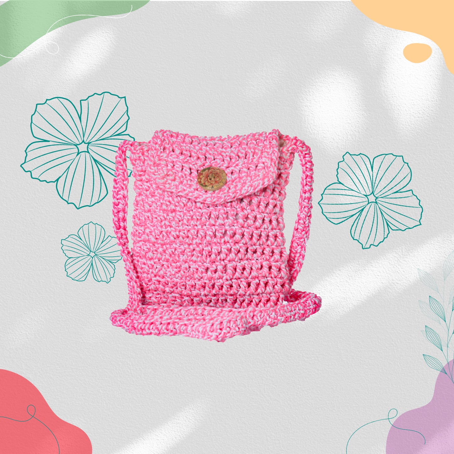 Happy Cultures Rose White Crocheted Sling Bag