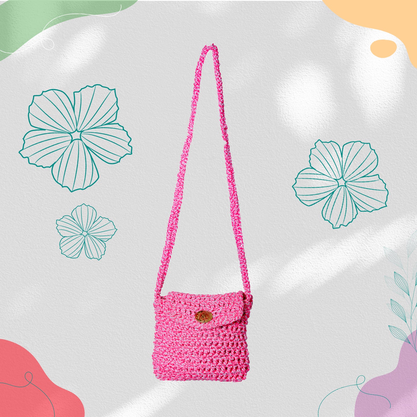 Happy Cultures Rose White Crocheted Sling Bag