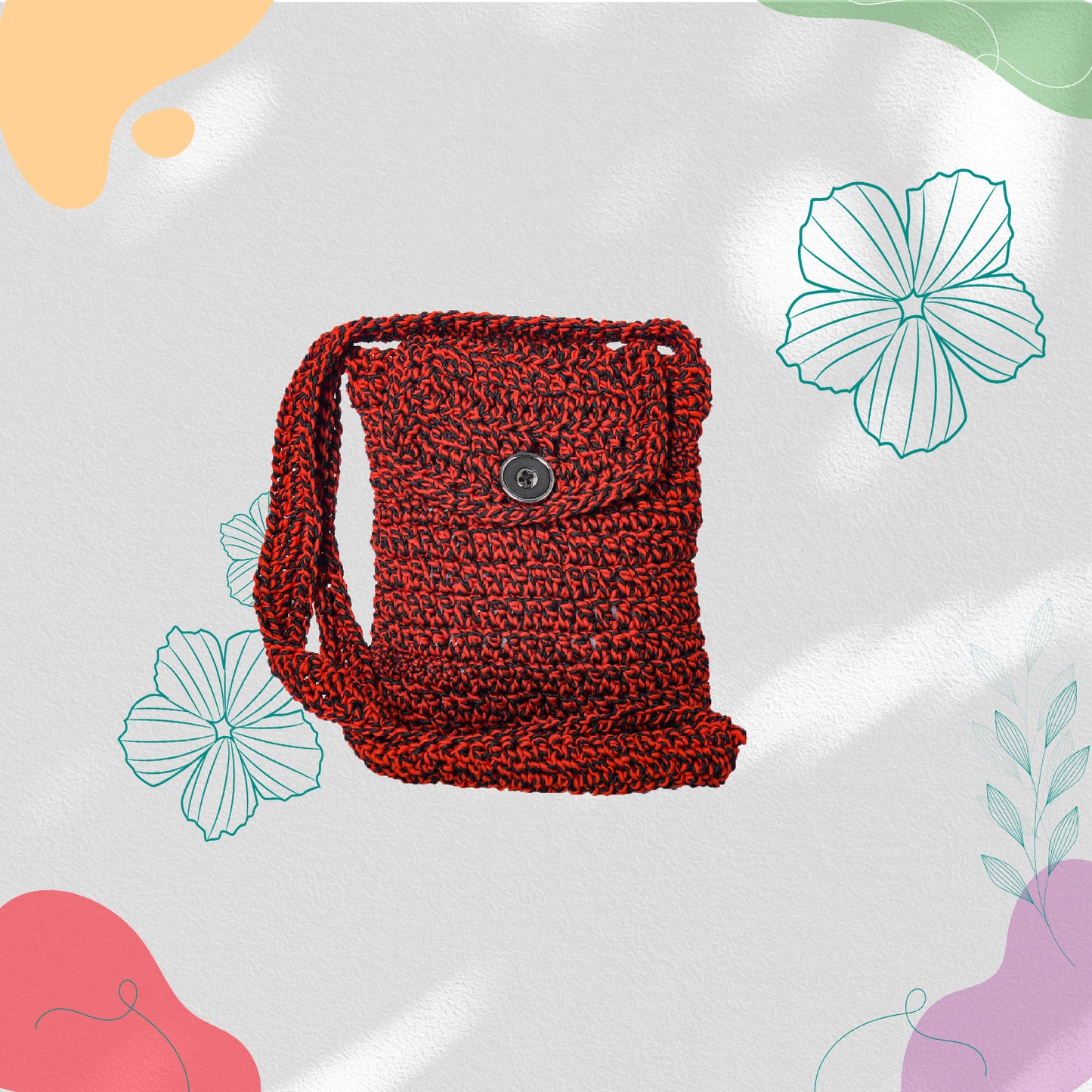 Happy Cultures Ruby Black Crocheted Sling Bag