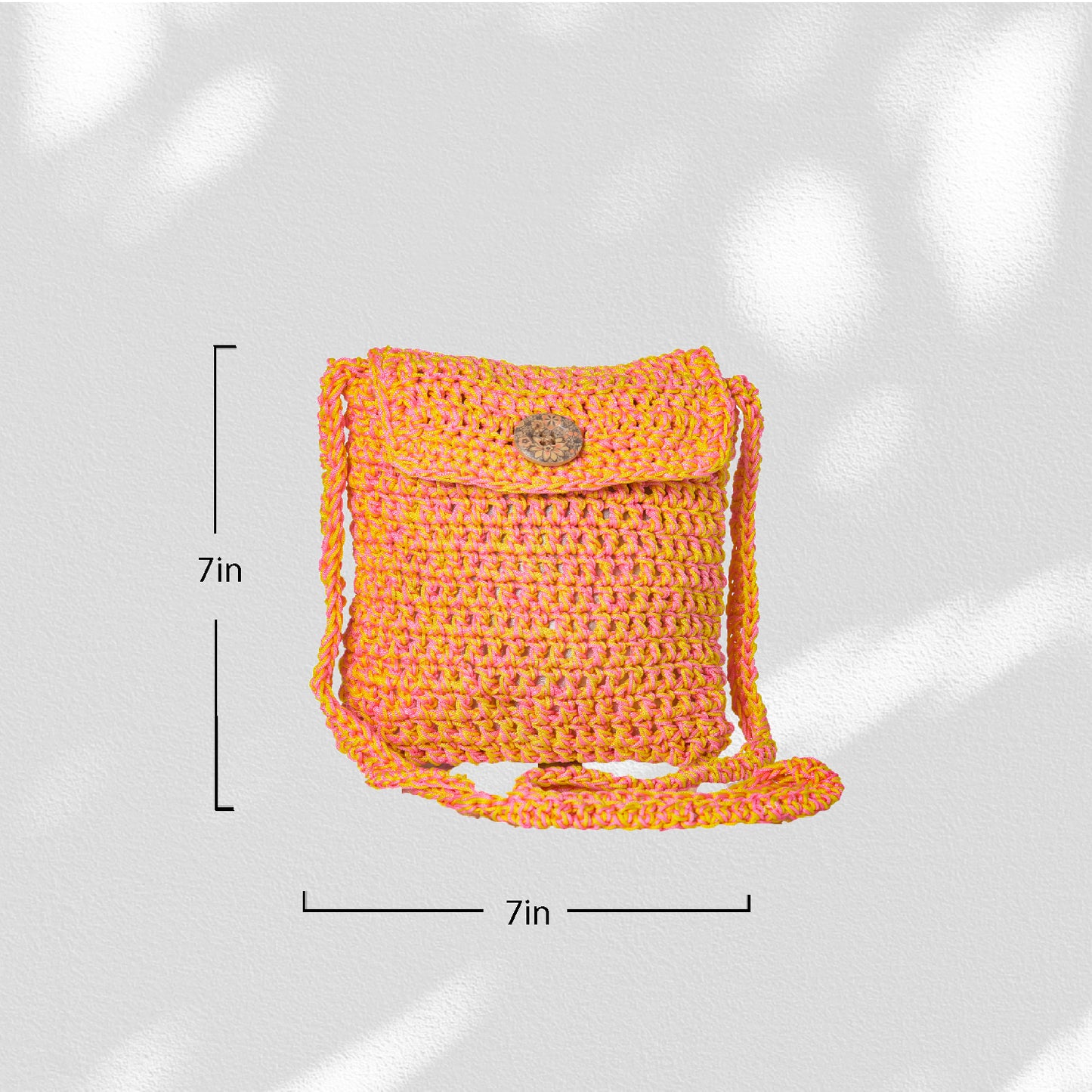 Happy Cultures Salmon Yellow Crocheted Sling Bag