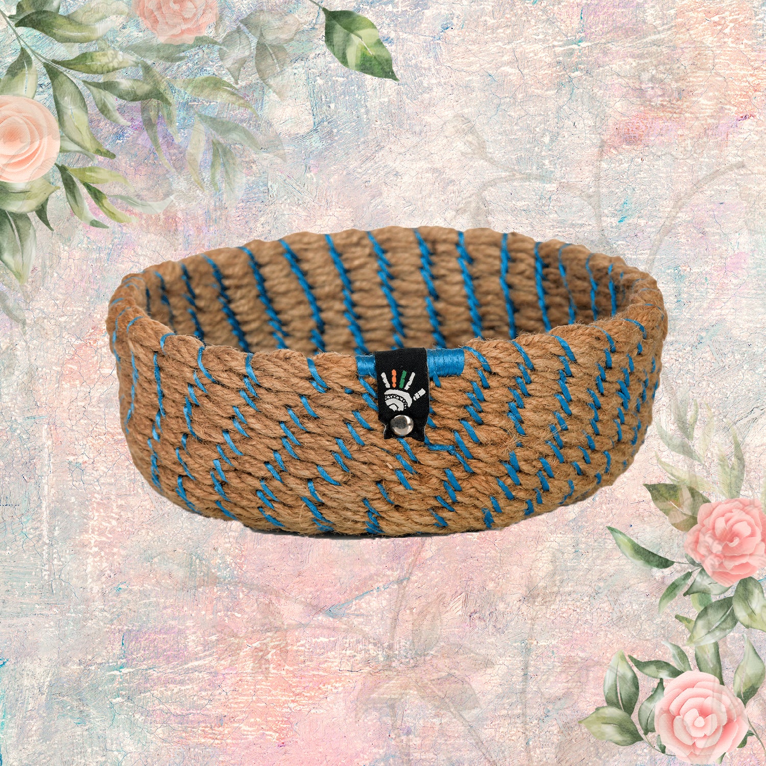 Happy Cultures 'Blue' Jute Braided Basket