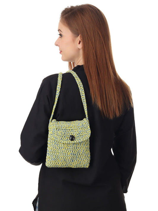 Canary Blue Crochet Sling Bag Happy Cultures