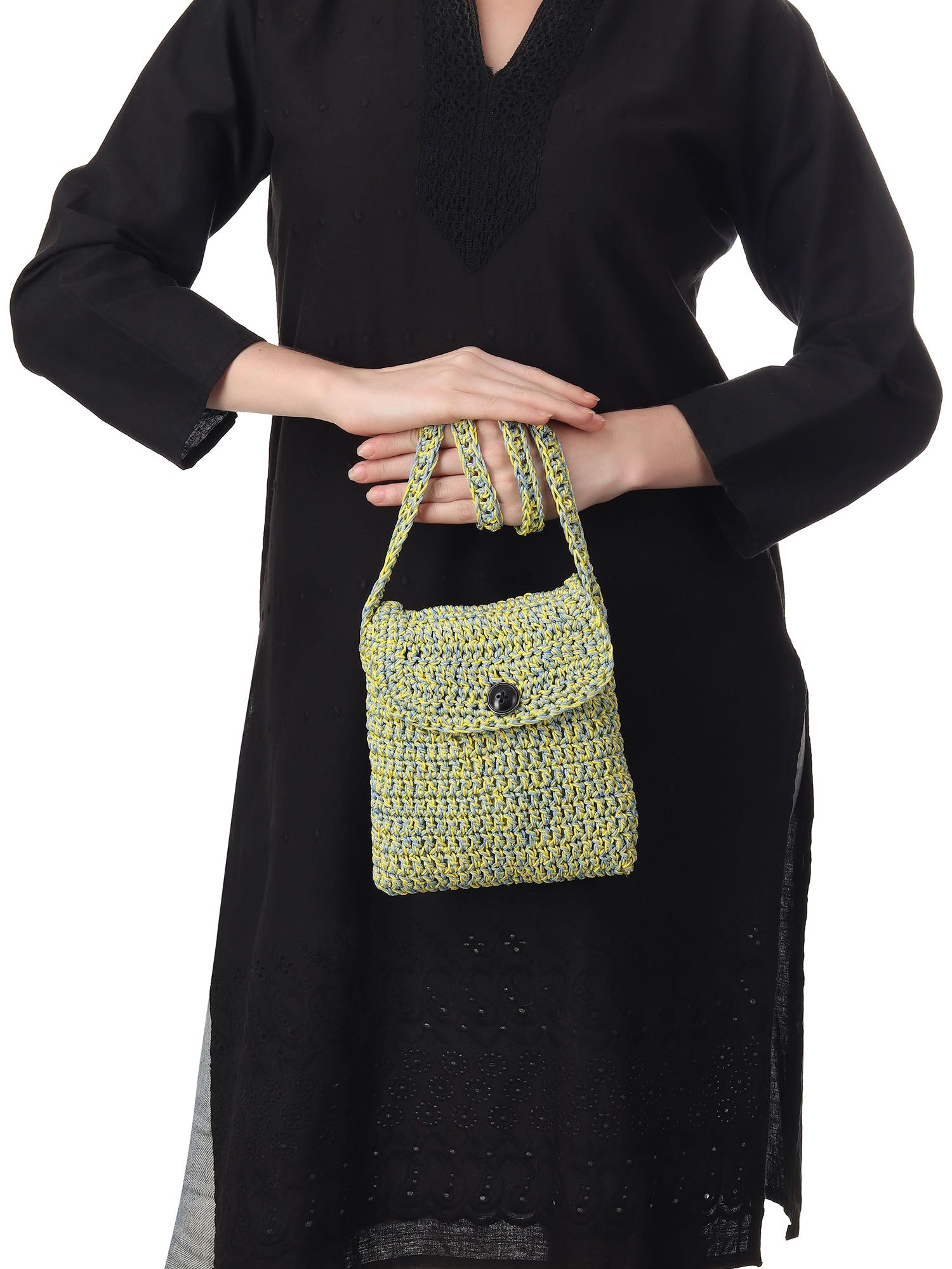 Canary Blue Crochet Sling Bag Happy Cultures