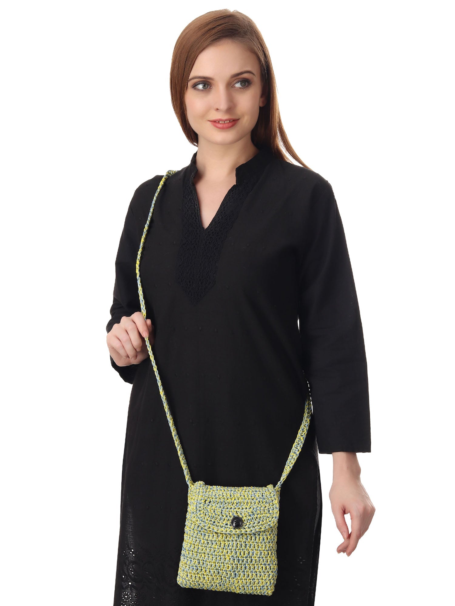 Canary Blue Crochet Sling Bag Happy Cultures
