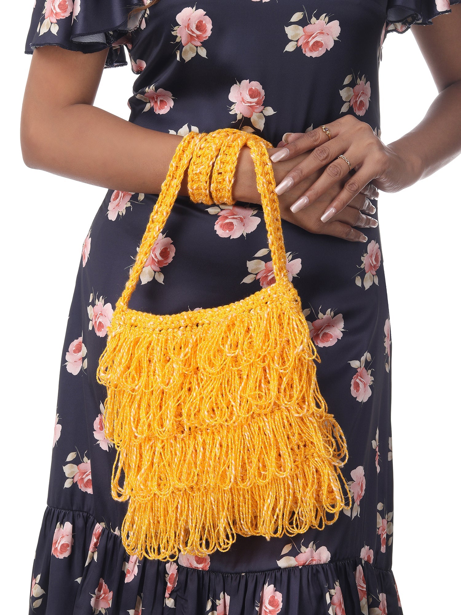 Golden Frilled Crochet Satchel Happy Cultures