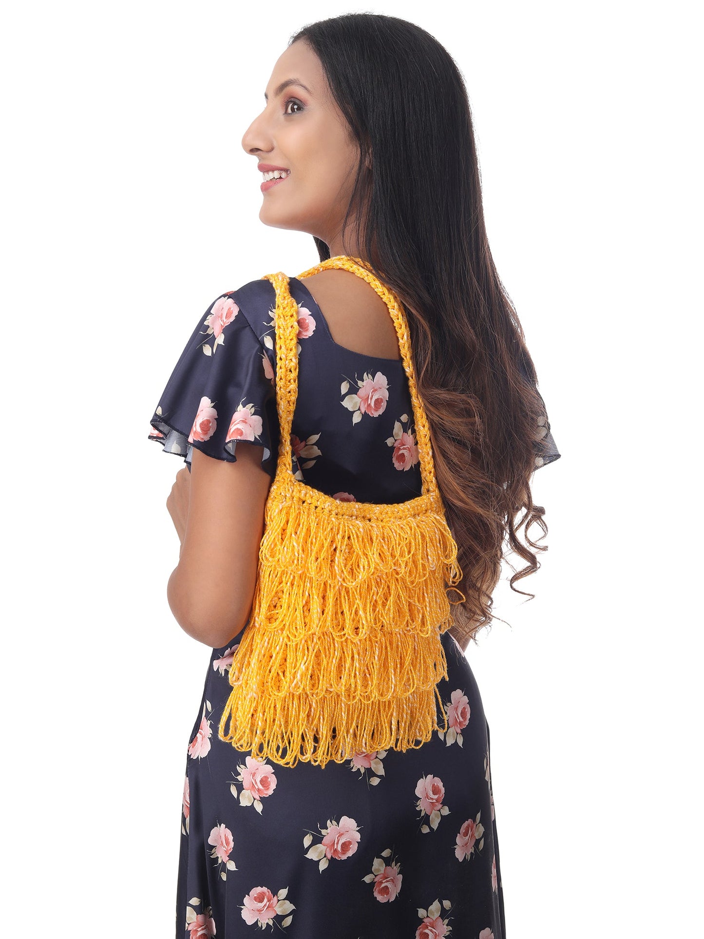 Golden Frilled Crochet Satchel Happy Cultures