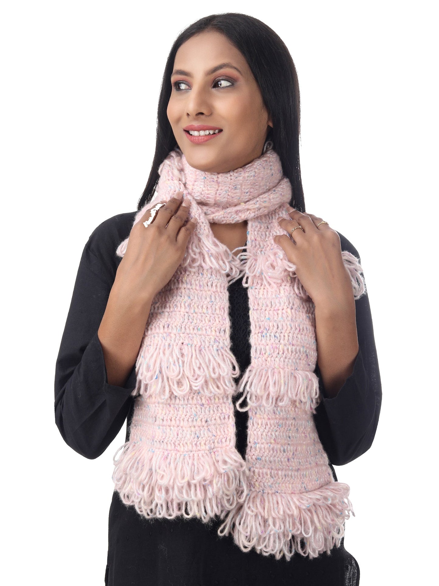 Graceful Blush Pink Frilled Scarf Happy Cultures